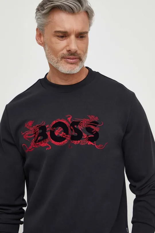 črna Bombažen pulover BOSS
