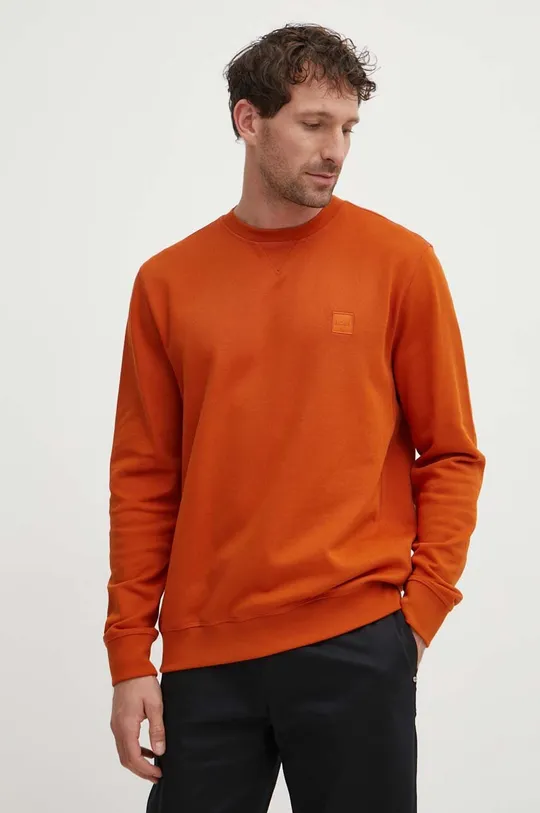 oranžna Bombažen pulover Boss Orange Moški