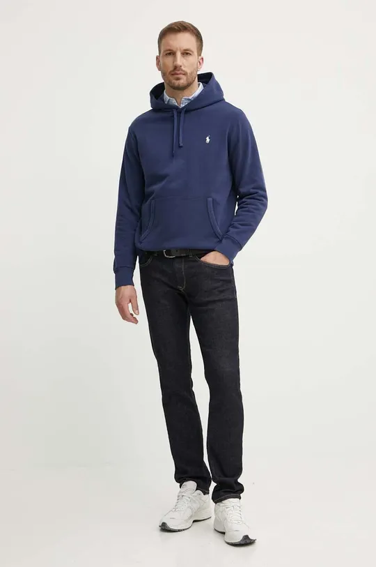 Bombažen pulover Polo Ralph Lauren mornarsko modra