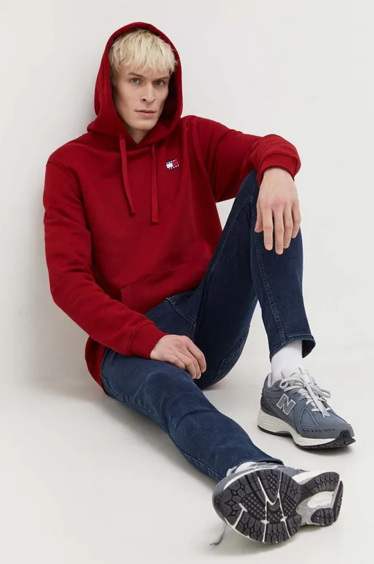 bordo Bombažen pulover Tommy Jeans Moški