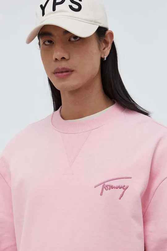 roza Pamučna dukserica Tommy Jeans