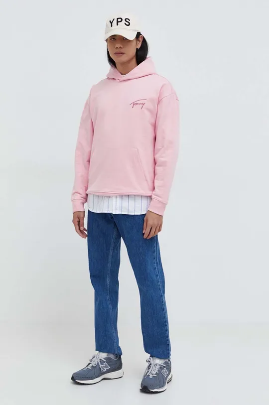Tommy Jeans pamut melegítőfelső rózsaszín