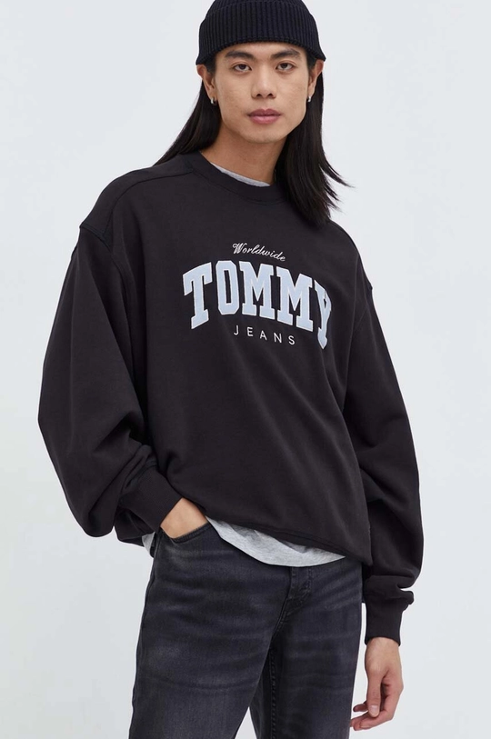 crna Pamučna dukserica Tommy Jeans Muški