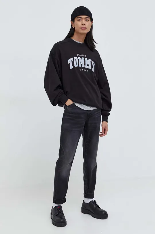 Bombažen pulover Tommy Jeans črna