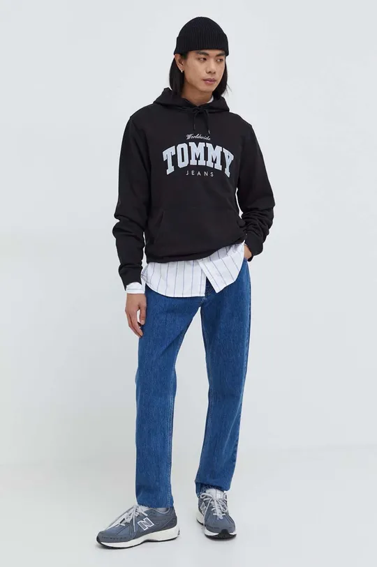 Tommy Jeans pamut melegítőfelső fekete
