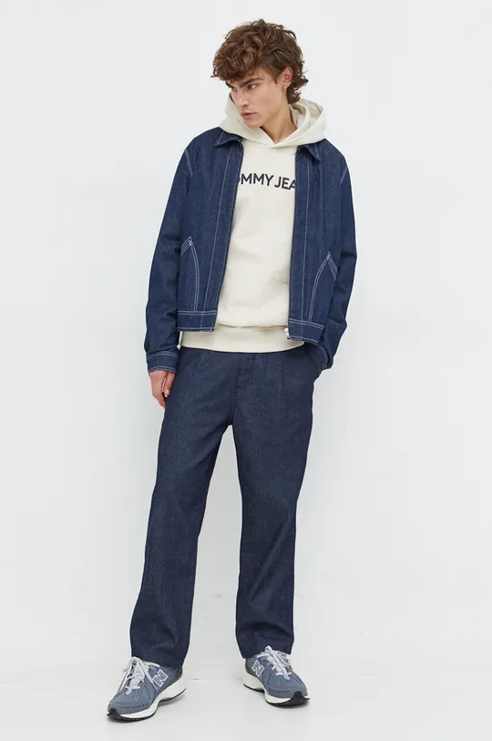 Βαμβακερή μπλούζα Tommy Jeans μπεζ