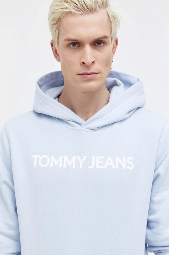 modra Bombažen pulover Tommy Jeans Moški