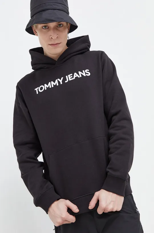 crna Pamučna dukserica Tommy Jeans Muški