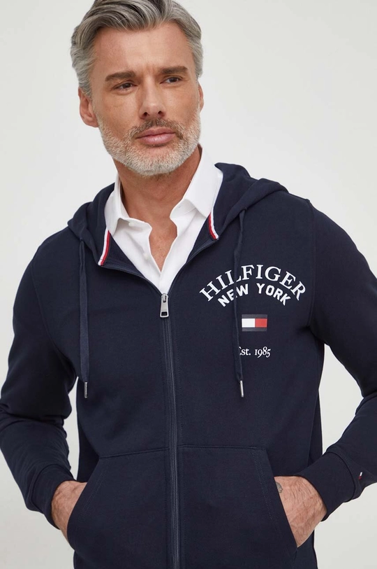 tmavomodrá Bavlnená mikina Tommy Hilfiger