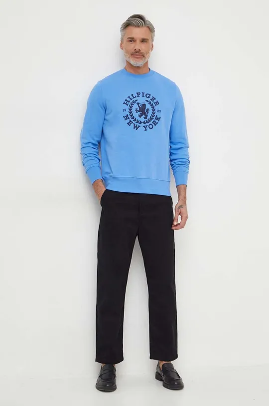 Βαμβακερή μπλούζα Tommy Hilfiger μπλε