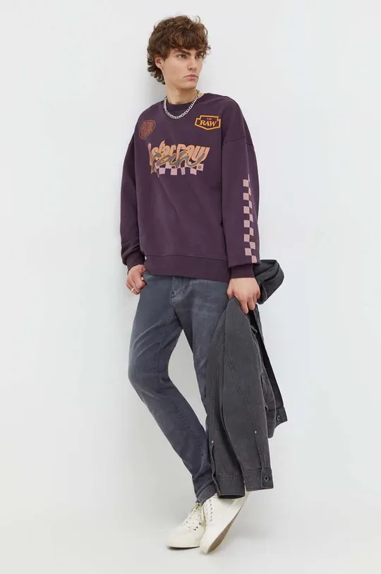Bombažen pulover G-Star Raw vijolična