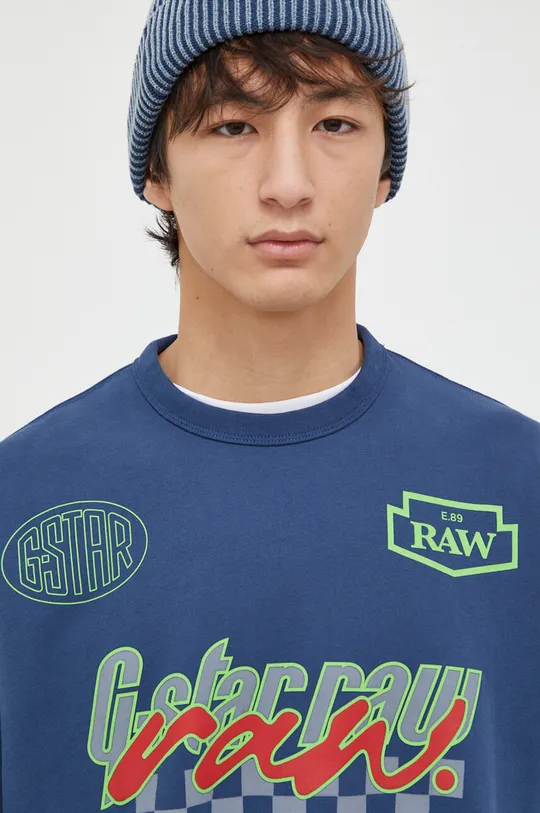 modra Bombažen pulover G-Star Raw