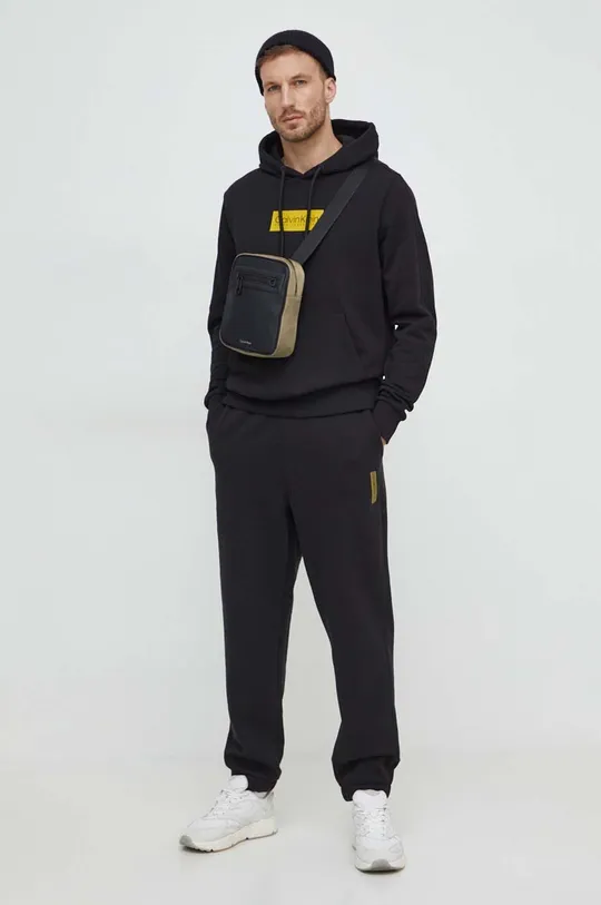 Calvin Klein pamut melegítőfelső fekete