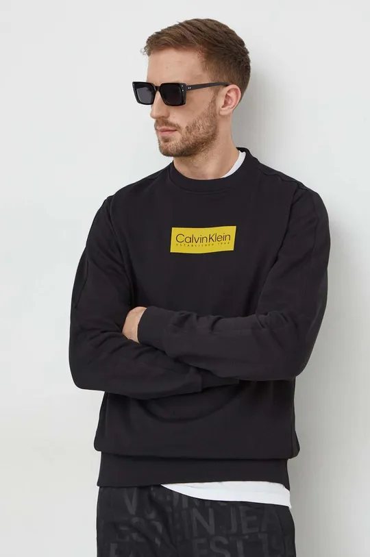 črna Bombažen pulover Calvin Klein Moški