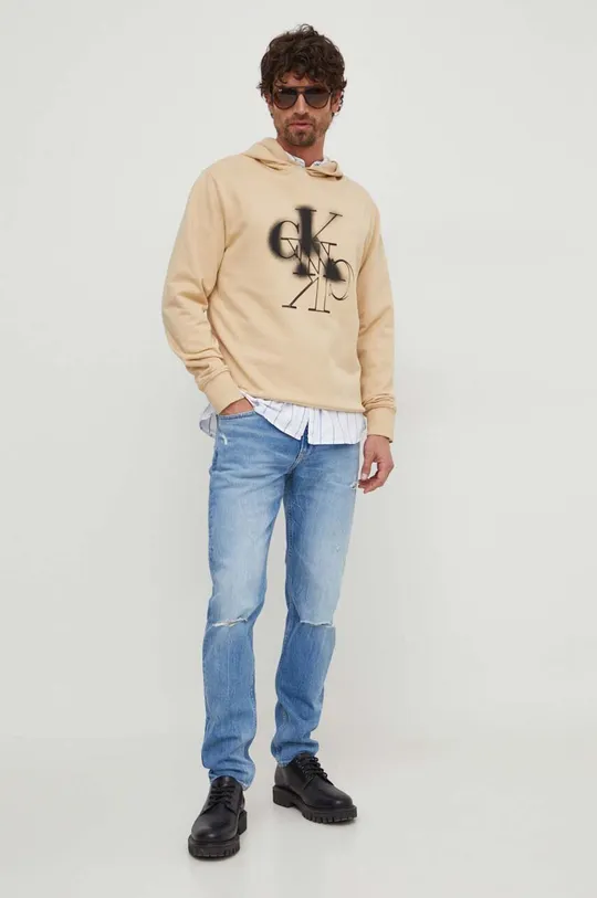 Calvin Klein Jeans felpa in cotone beige