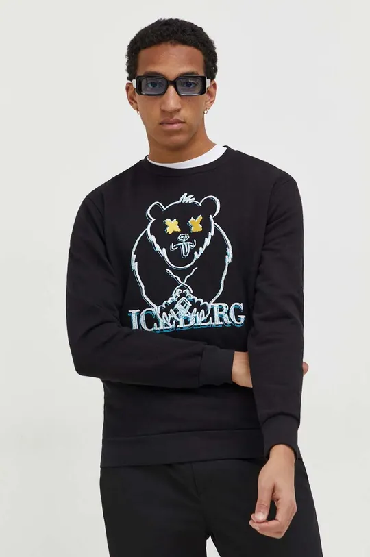 črna Bombažen pulover Iceberg Moški