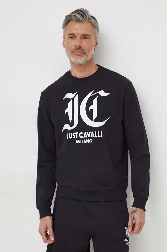 črna Bombažen pulover Just Cavalli Moški