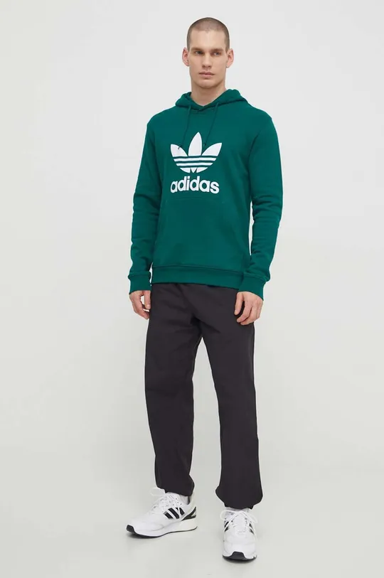 Bombažen pulover adidas Originals Adicolor Classics Trefoil zelena