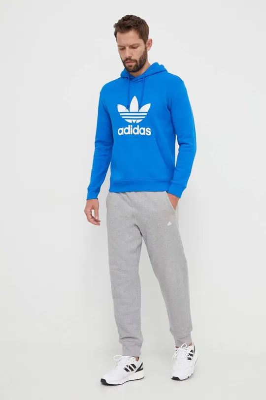 Bombažen pulover adidas Originals Adicolor Classics Trefoil modra