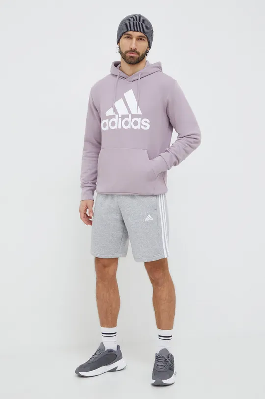 Bombažen pulover adidas vijolična