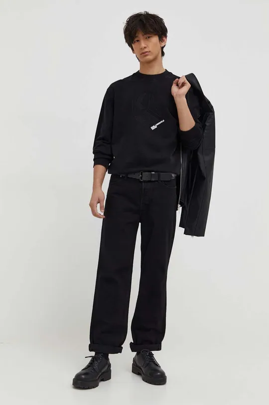Βαμβακερή μπλούζα Karl Lagerfeld Jeans μαύρο