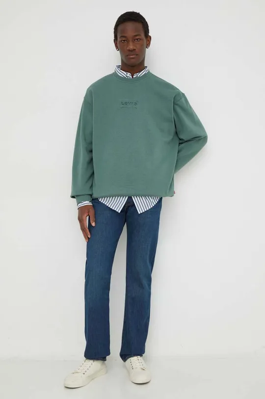 Bombažen pulover Levi's zelena