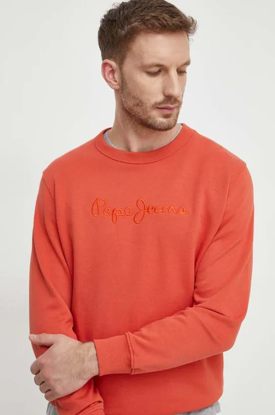 Βαμβακερή μπλούζα Pepe Jeans Joe Crew πορτοκαλί