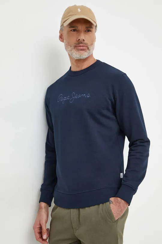 mornarsko modra Bombažen pulover Pepe Jeans Joe Crew Moški