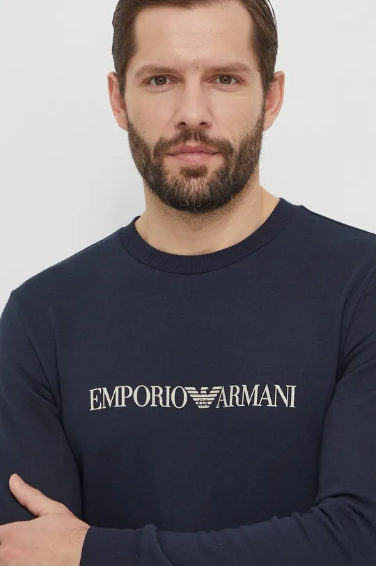 sötétkék Emporio Armani Underwear kapucnis pulcsi otthoni viseletre