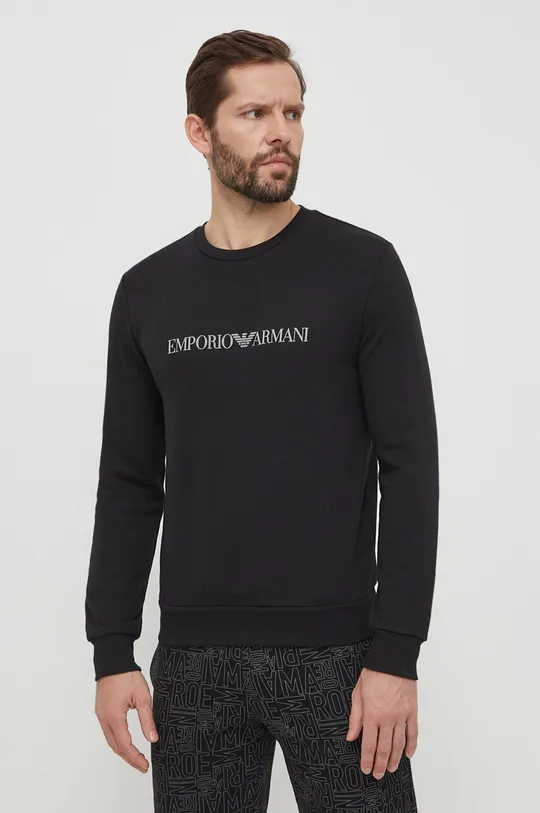 fekete Emporio Armani Underwear kapucnis pulcsi otthoni viseletre