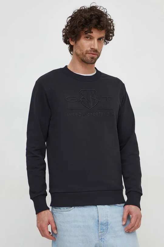črna Bombažen pulover Gant Moški