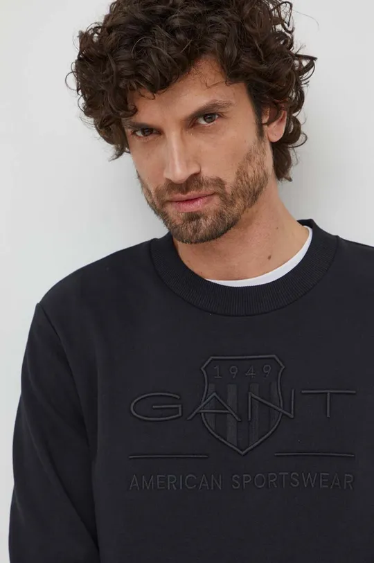 μαύρο Βαμβακερή μπλούζα Gant