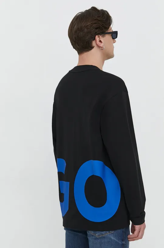 Bombažna majica z dolgimi rokavi Hugo Blue 100 % Bombaž