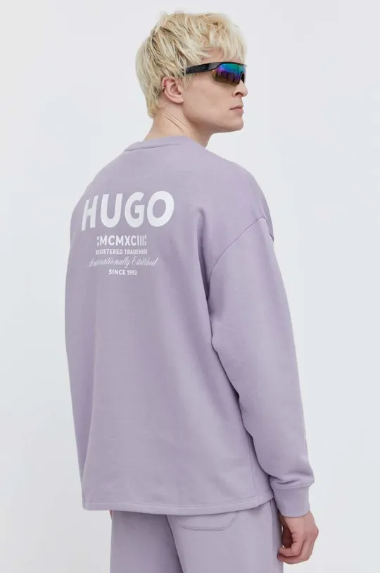 фиолетовой Хлопковая кофта Hugo Blue Мужской