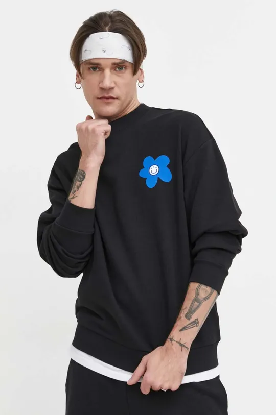 črna Bombažen pulover Hugo Blue Moški