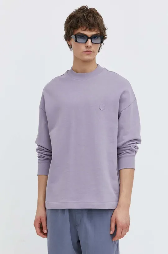 vijolična Bombažen pulover Hugo Blue
