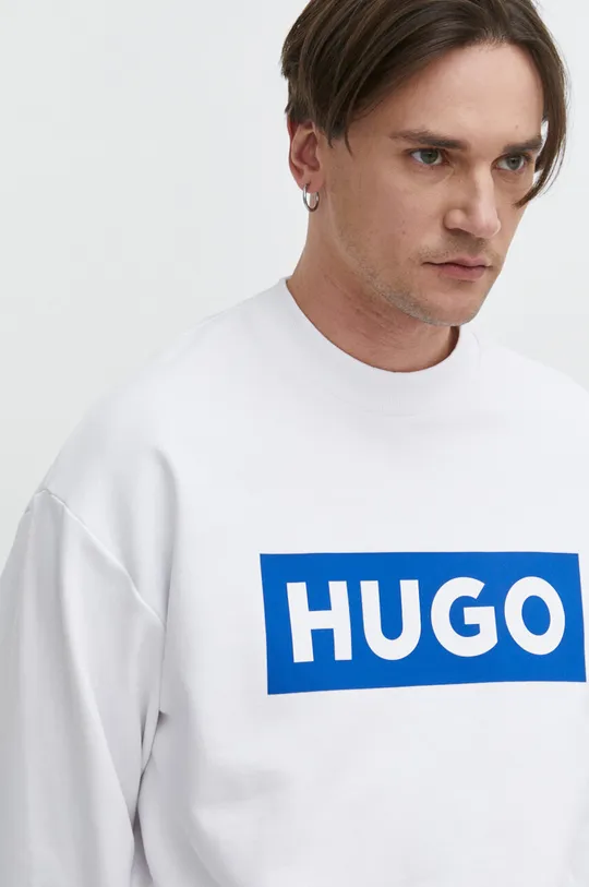 bela Bombažen pulover Hugo Blue
