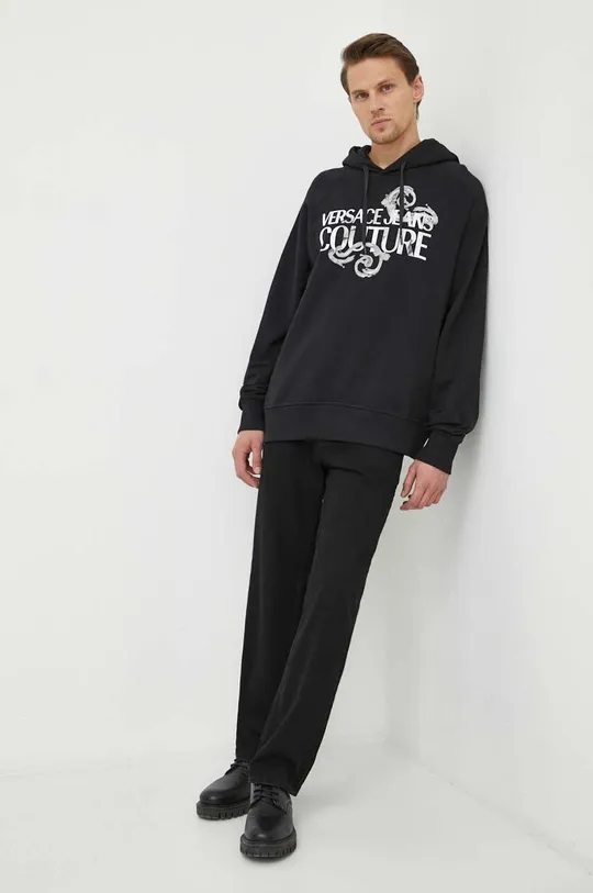 Βαμβακερή μπλούζα Versace Jeans Couture μαύρο