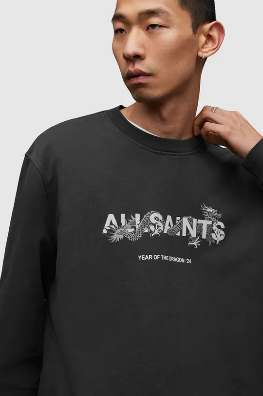 Bombažen pulover AllSaints Chiao črna
