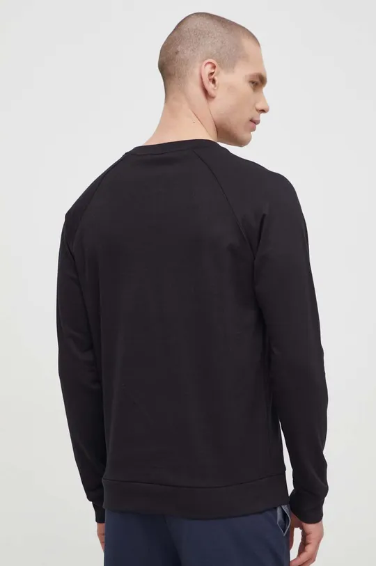 Βαμβακερή μπλούζα με μακριά μανίκια BOSS μαύρο