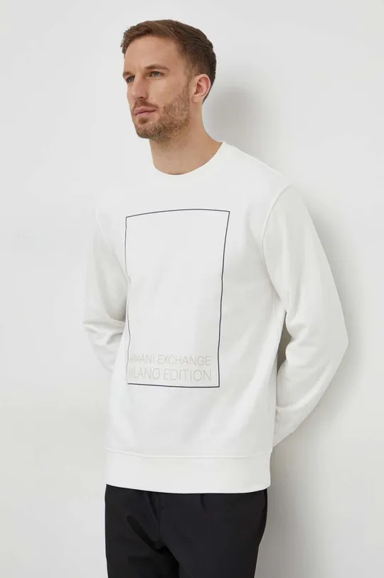 bela Bombažen pulover Armani Exchange Moški