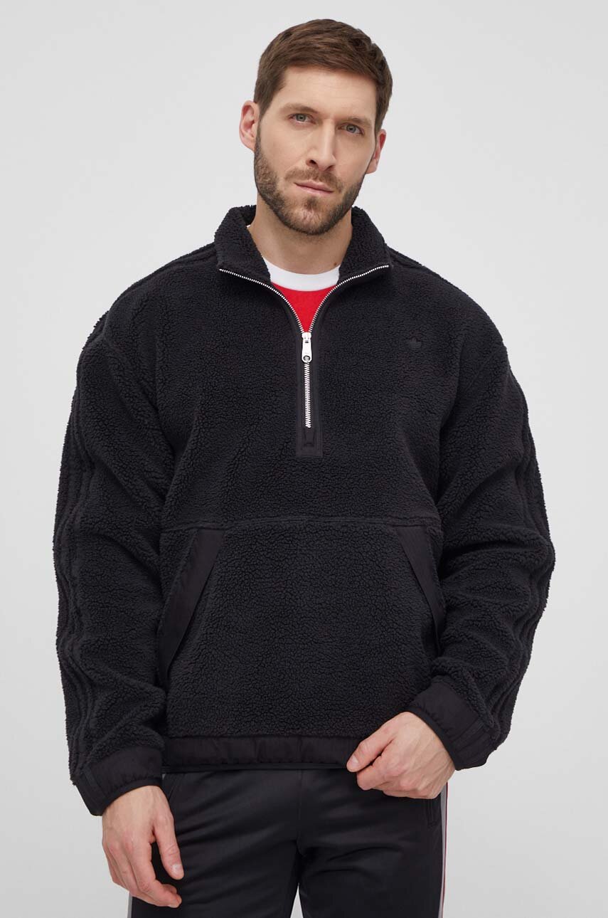 Φλις μπουφάν adidas Originals Premium Essentials+ 1/2 Zip χωρίς κουκούλα μαύρο IR7734