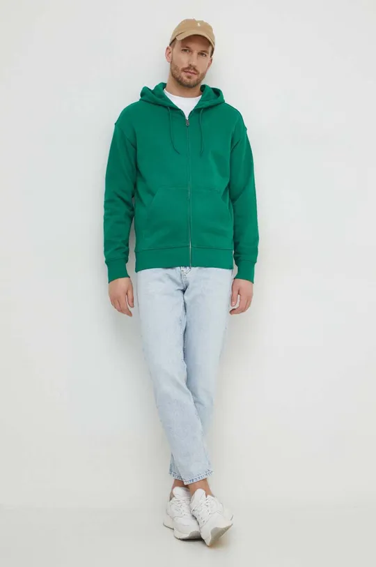 zelena Bombažen pulover United Colors of Benetton Moški