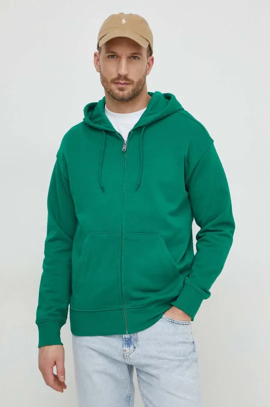 Βαμβακερή μπλούζα United Colors of Benetton πράσινο