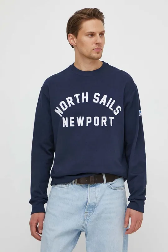 mornarsko modra Bombažen pulover North Sails