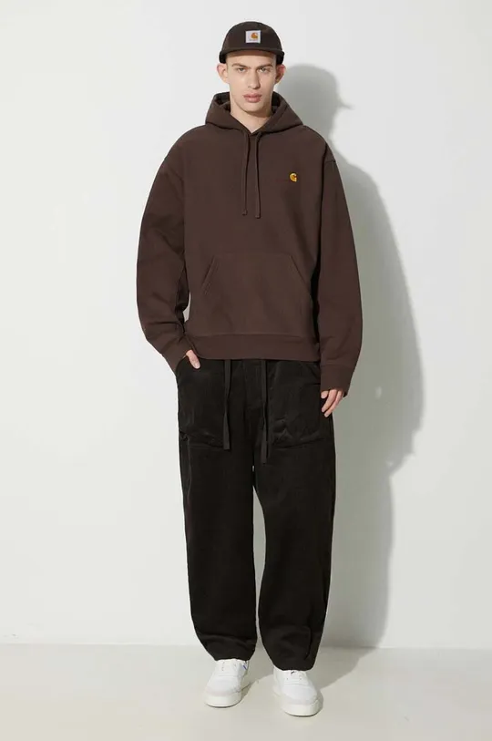 Mikina Carhartt WIP Hooded American Script Sweat hnědá