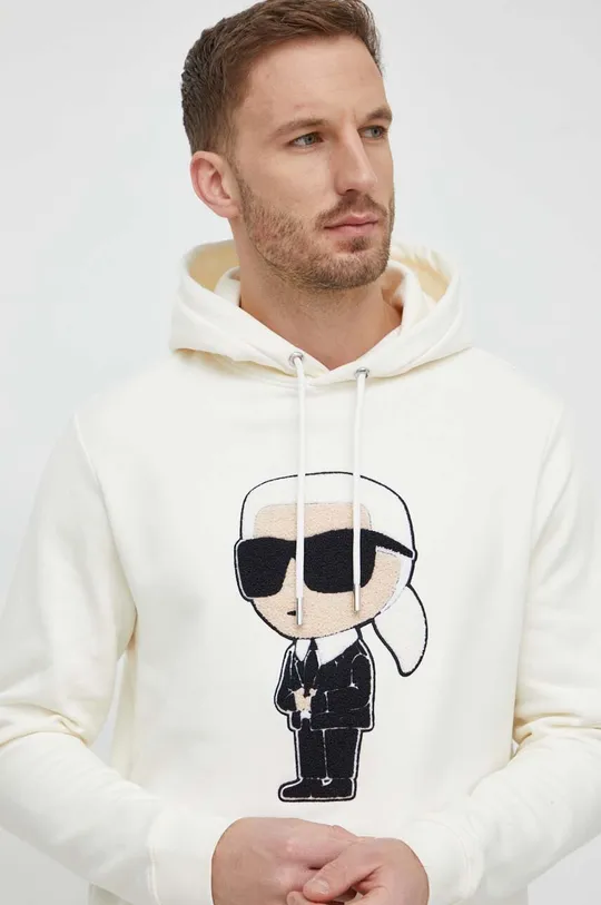 bež Bombažen pulover Karl Lagerfeld Moški