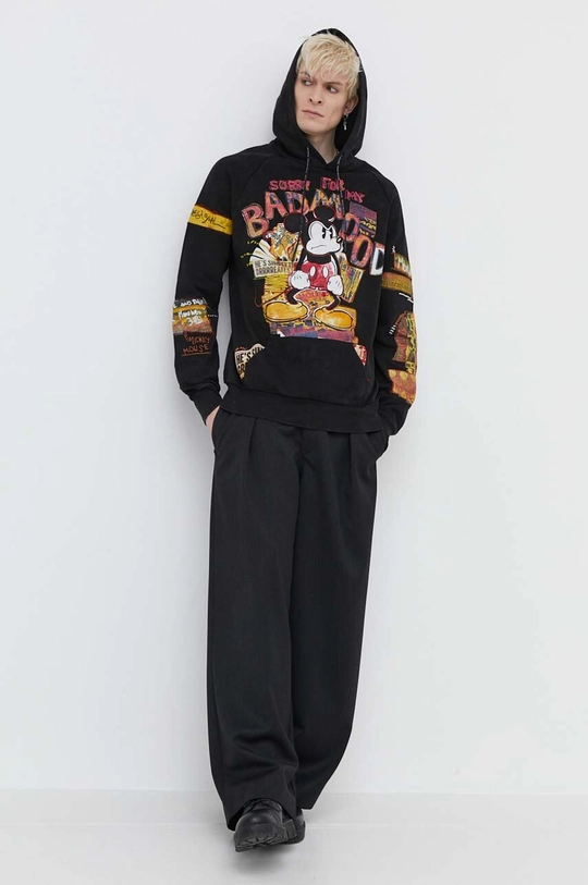 Desigual pamut melegítőfelső MICKEY BAD MOOD fekete