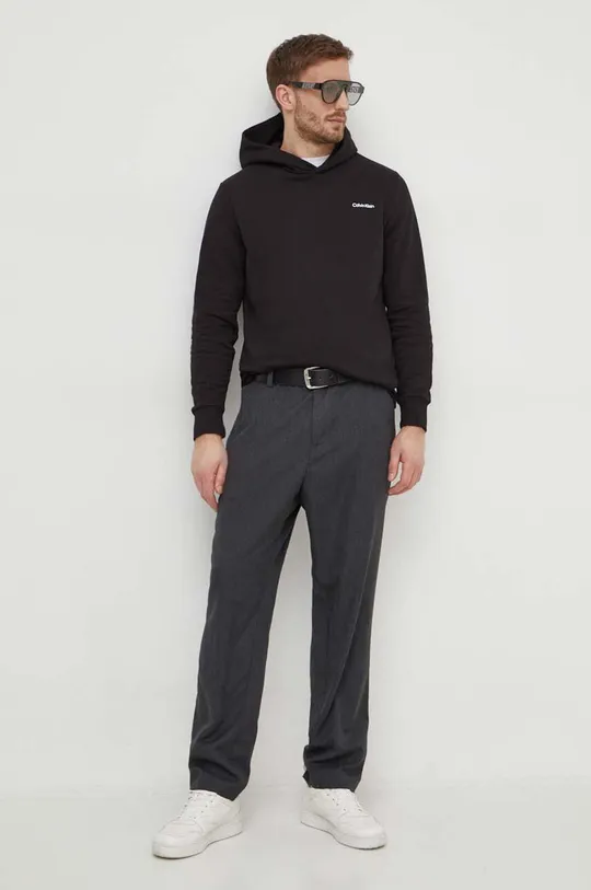 Βαμβακερή μπλούζα Calvin Klein μαύρο