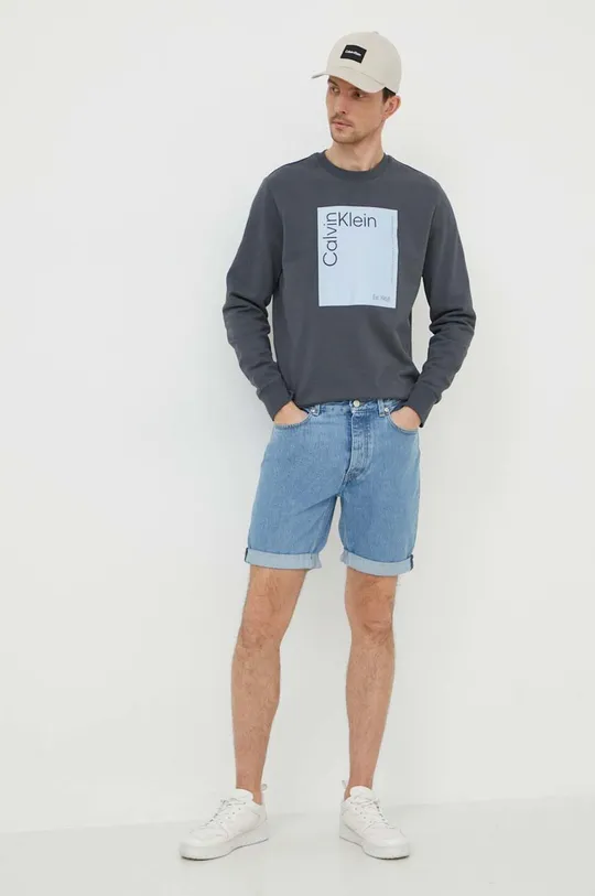 Βαμβακερή μπλούζα Calvin Klein γκρί